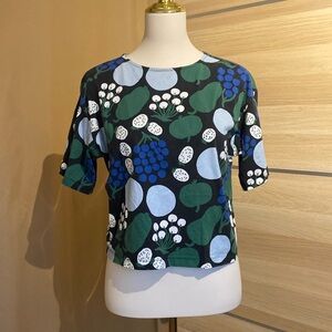 Marimekko x Uniqlo XS Floral Print Short Sleeve Cotton Top